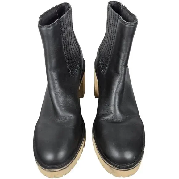 Dolce Vita Castor H2O Booties Womens 9 Waterproof Black Leather Lug Sole Chelsea - Picture 5 of 12